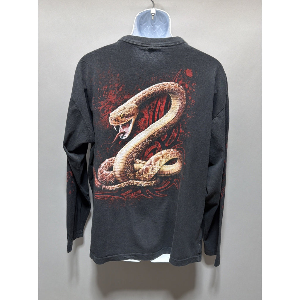 SPIRAL DIRECT BLACK RATTLE SNAKE PRINTED DOUBLE SIDED LONG SLEEVE T-SHIRT XXL