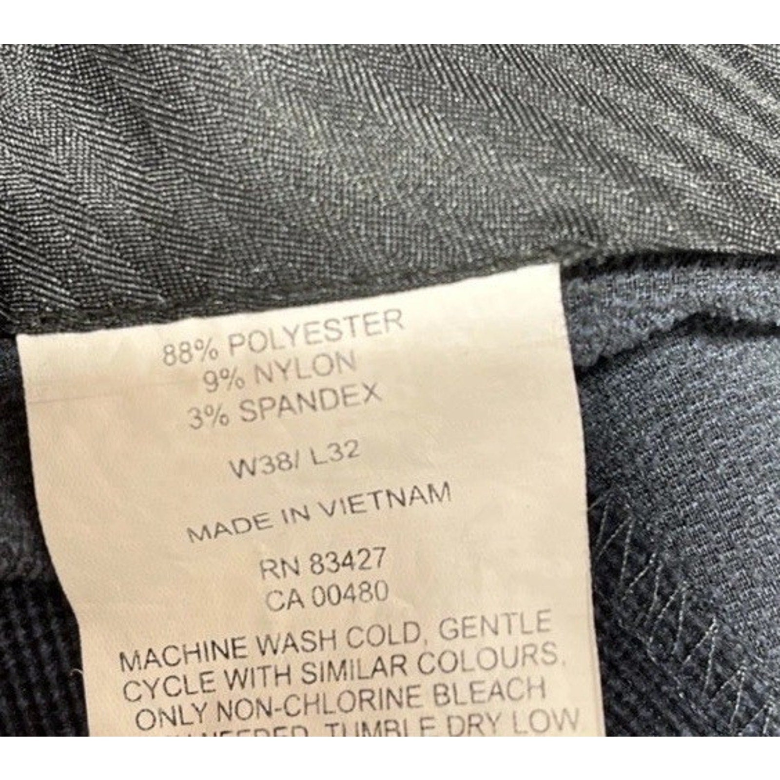 Alan Flusser Collection 38 x 32 Corded Microfiber Navy Blue Dress Pants