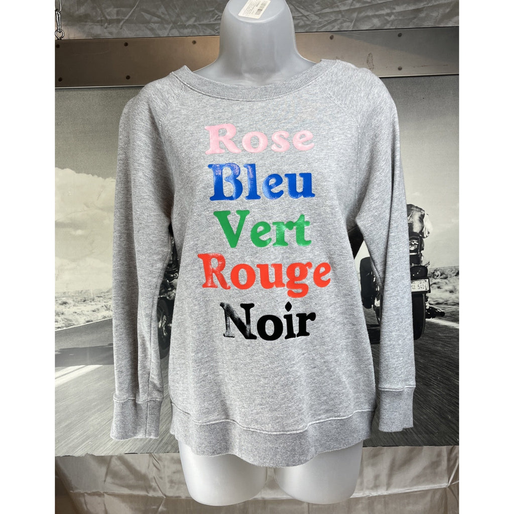 J Crew Super Soft Gray French Colors Sweatshirt Size S EUC