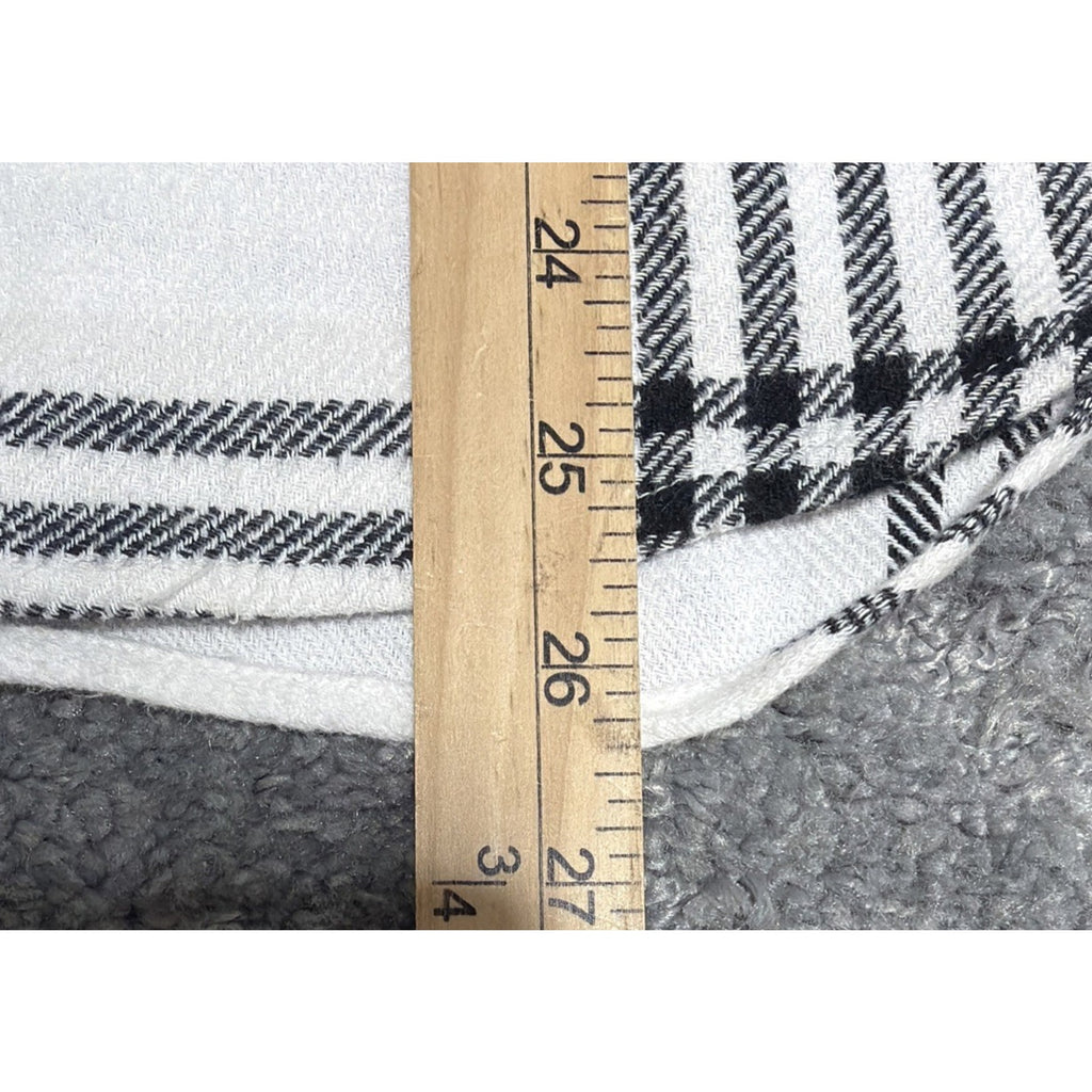 BKE Boyfriend Eased Hooded Flannel Full Zip Shacket Womens Medium White Black