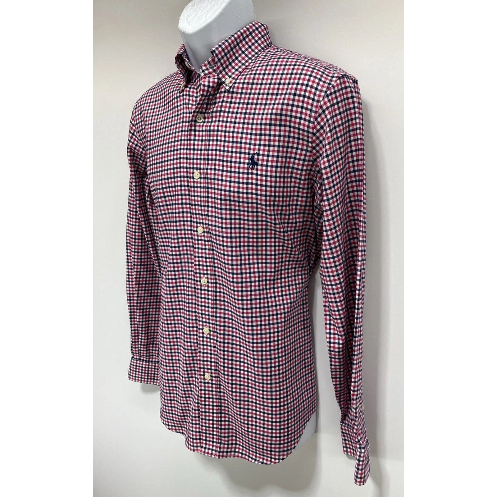 POLO Ralph Lauren Size S Non-Iron Pink Plaid Long Sleeve Shirt Mens