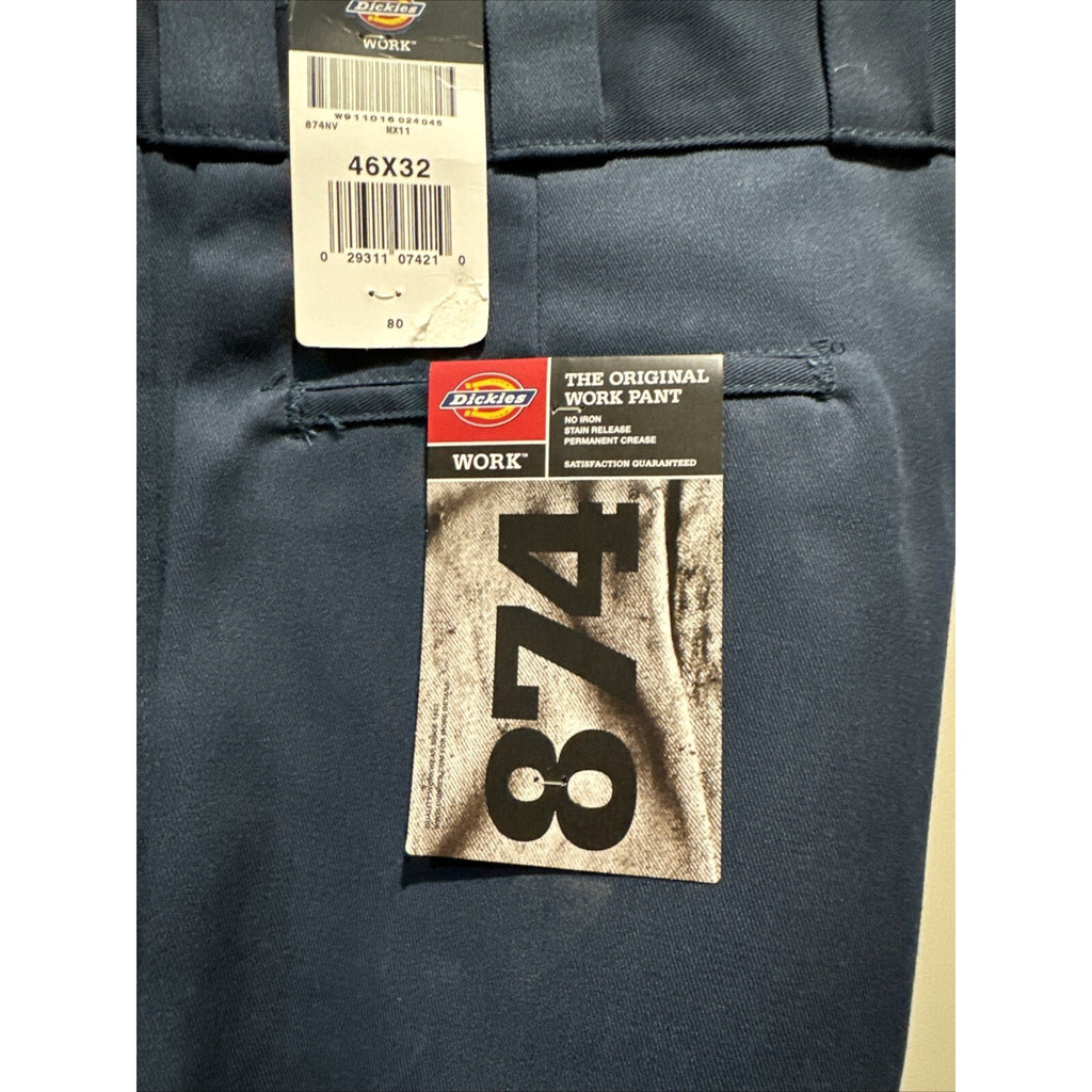 Dickies New 874 Plain Front 46 X 32 NWT Twill Work Navy Blue Pants