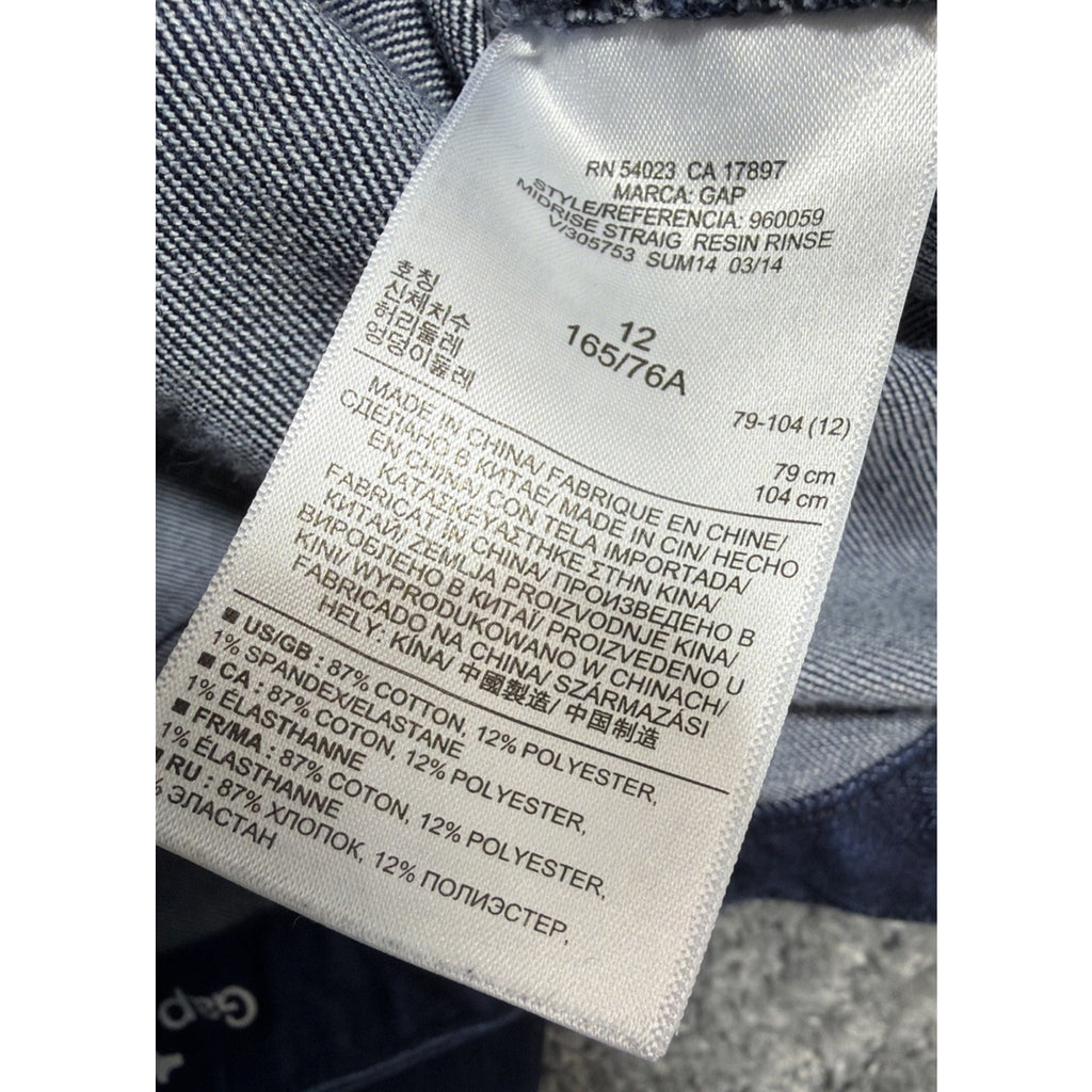 Gap 1969 Womens Real Straight Blue Jeans Size 31 Resin Rinse Mid Rise 960059