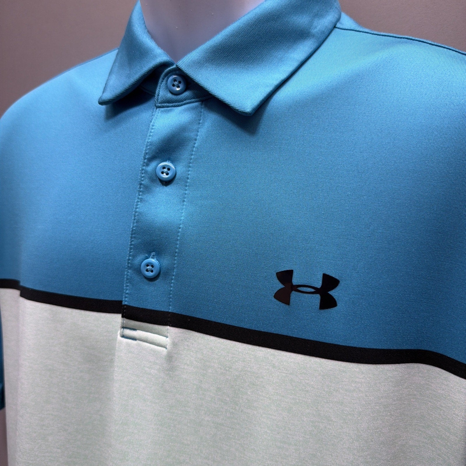 Under Armour The Playoff Polo Men's M Mint Green/Sky Blue Short Sleeve Shirt