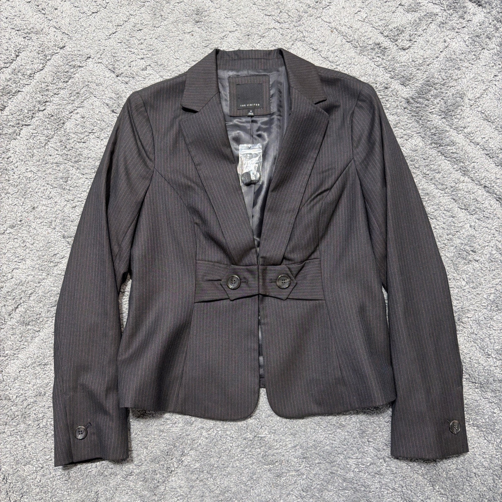 The Limited Stretch Womens 12 Gray Fitted Career Blazer Jacket NWT RN# 54874