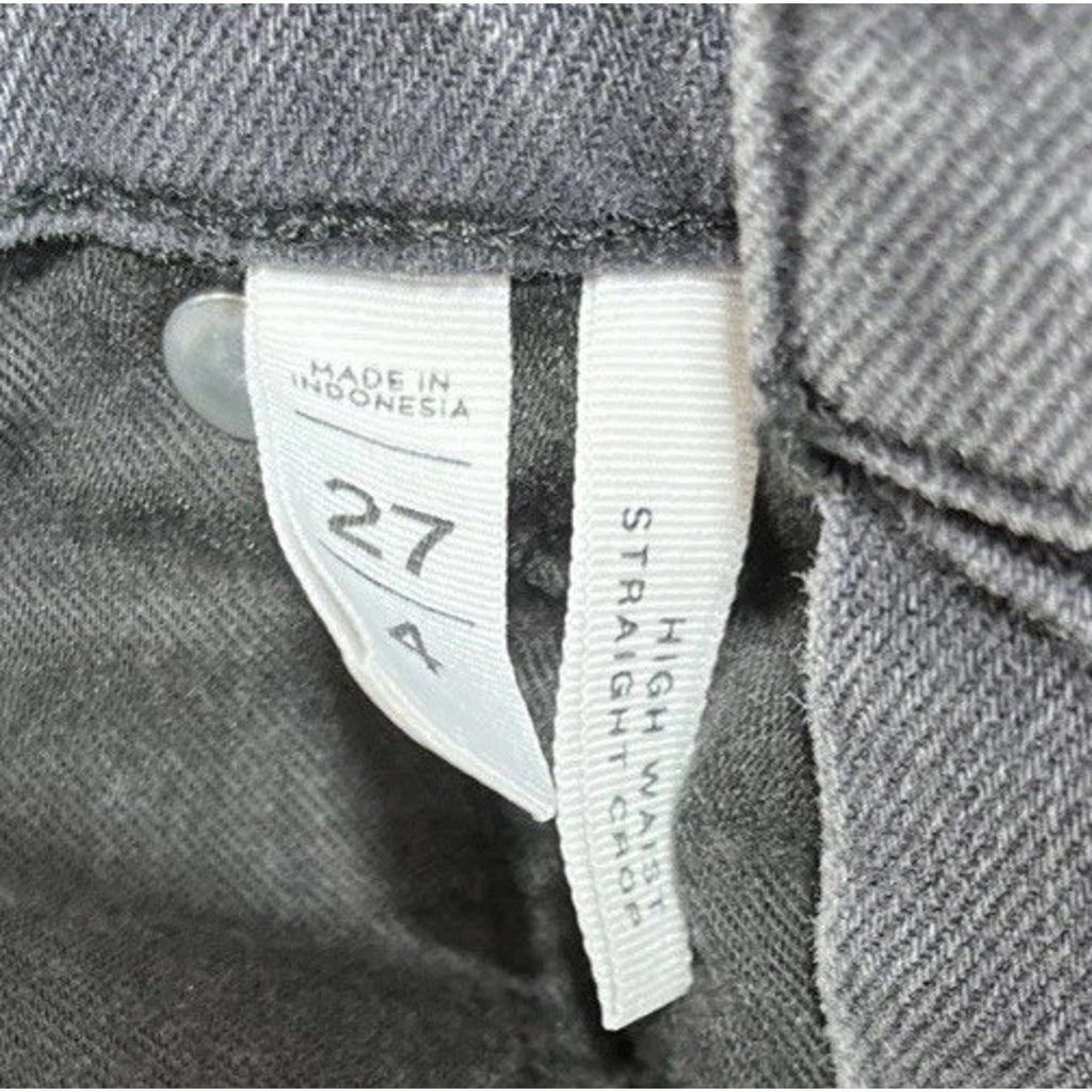 LOFT HIGH RISE BUTTON FLY RAW HEM STRAIGHT CROP JEANS WOMENS SIZE 27/4