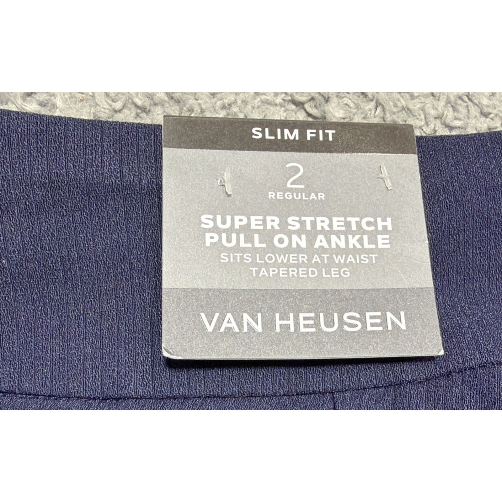 NWT Van Heusen Flex Slim Blue Dress Business Pull On Pants Career Size 2 Reg
