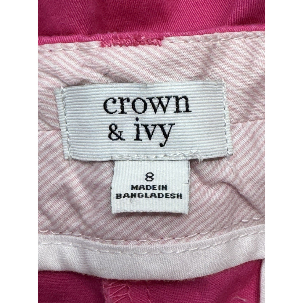Crown & Ivy Hot Pink Chino Shorts With Stretch Women’s Size 8