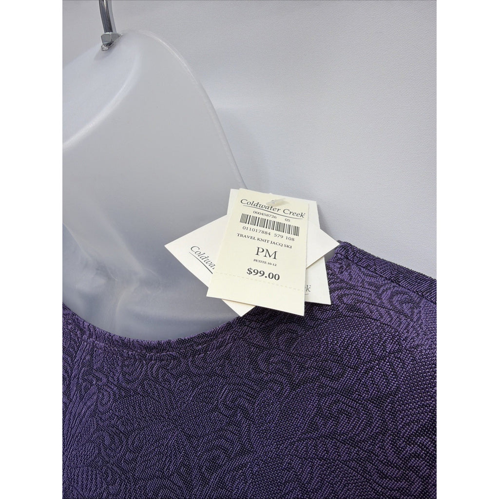 NWT Coldwater Creek Travel Knit Womens Top Size PM Purple Floral Long Sleeve