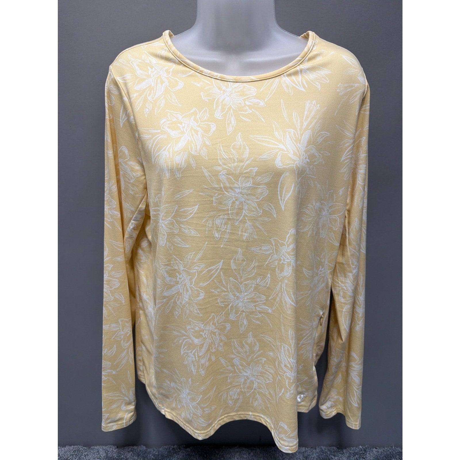 WOMEN'S HANG TEN LONG SLEEVE SOFT FEEL QUICK DRY SUN TEE! UPF 50+XL Pocket