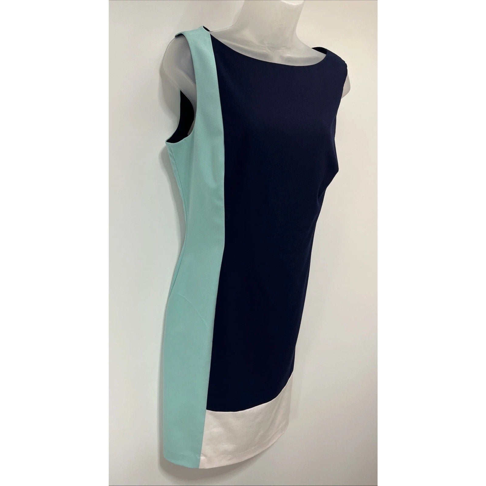 LAUREN RALPH LAUREN Sleeveless Color Block Shift Dress Women's 12 Lined Zipper
