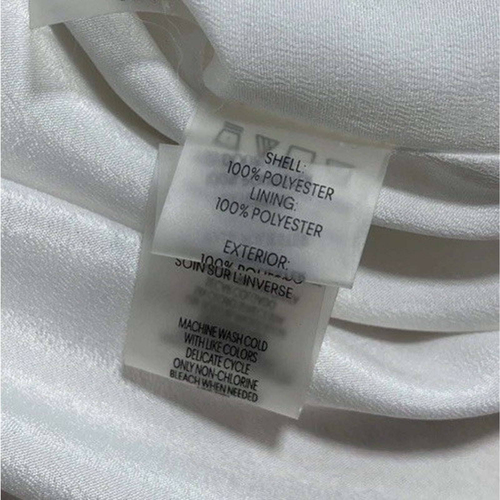 Calvin Klein White Ruffle Sleeve Lined Blouse EUC Size Large