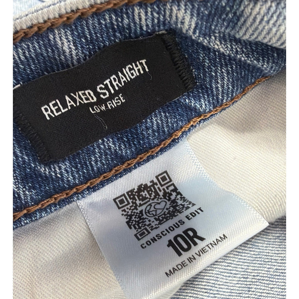 Express Relaxed Straight Low Rise Wide Leg Button Fly Denim Jeans Womens 10R