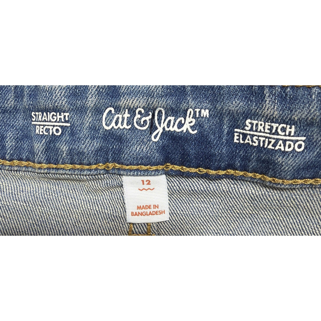 Cat & Jack Kids 12 Adjustable Waist blue denim Straight fit jeans NWT