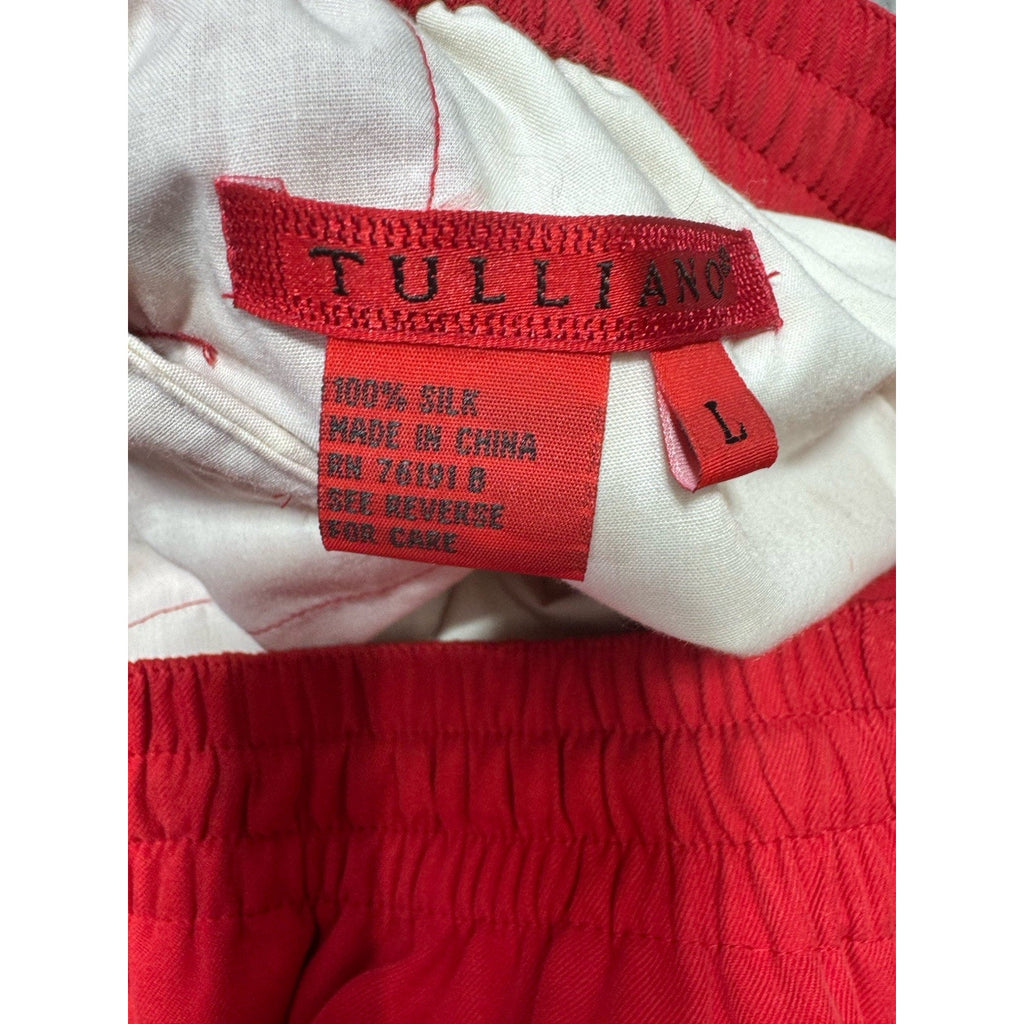 Tulliano Bay Set Men’s Large Red 100% Silk 2 Pc Shirt Pants Outfit NWT Camp