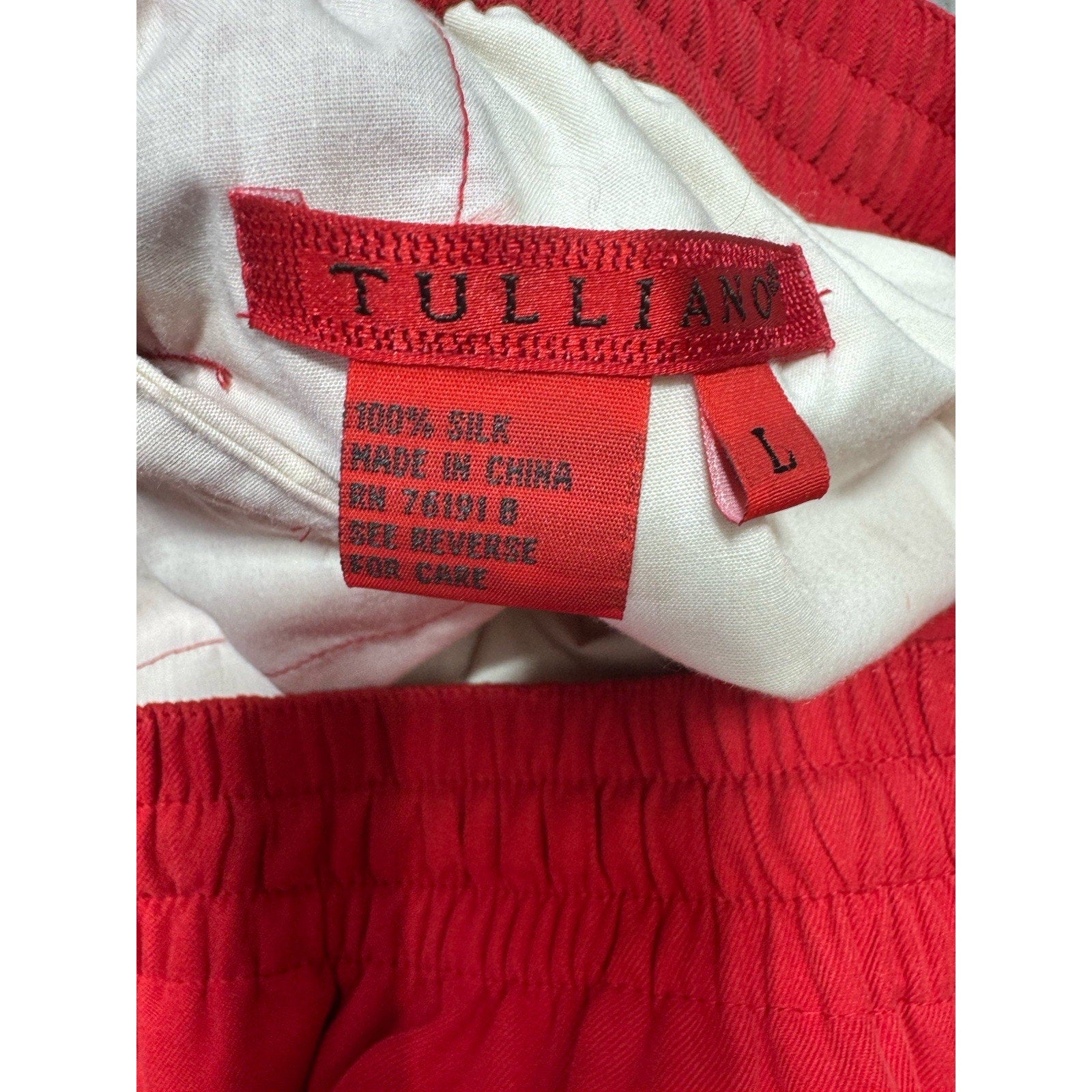 Tulliano Bay Set Men’s Large Red 100% Silk 2 Pc Shirt Pants Outfit NWT Camp