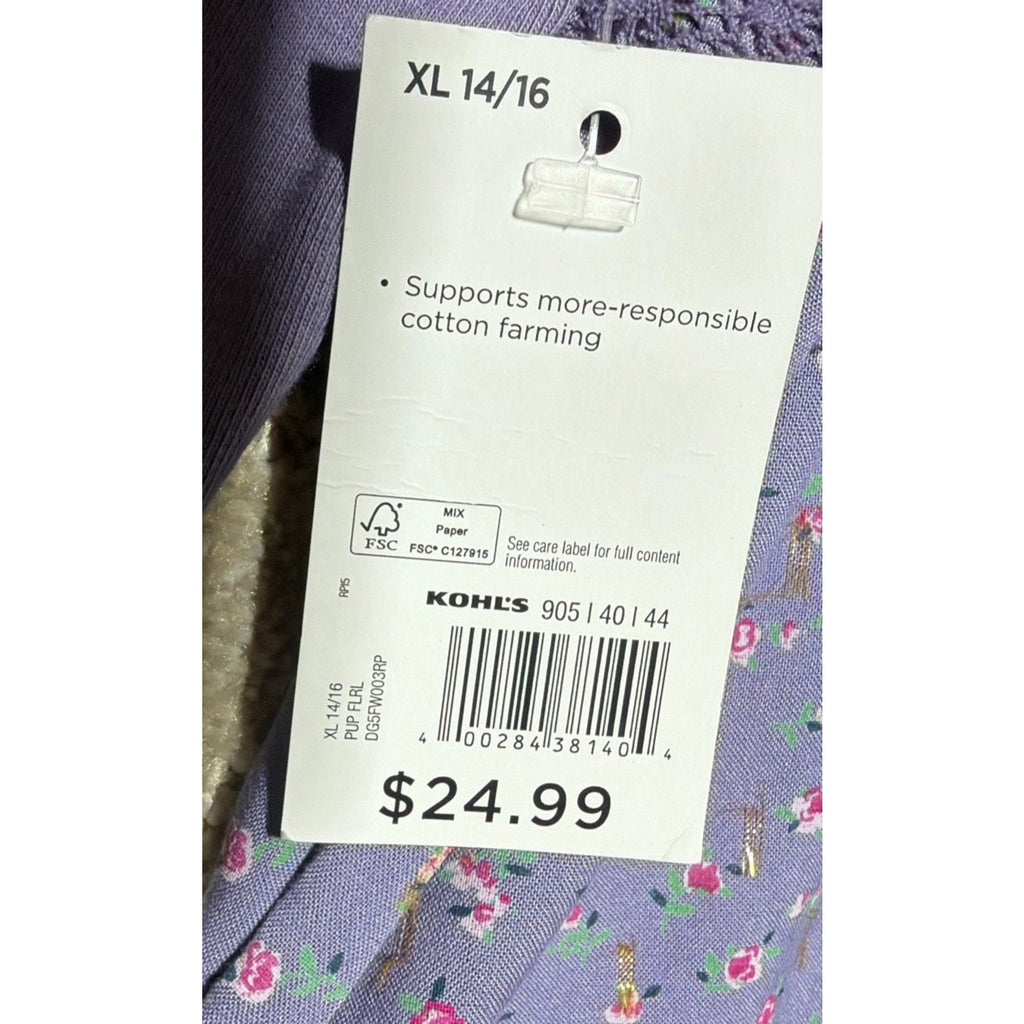 Teen Girls Purple Floral Puff-Sleeve Top - Comfort Fit Sz 14-16 XL NWT So Brand