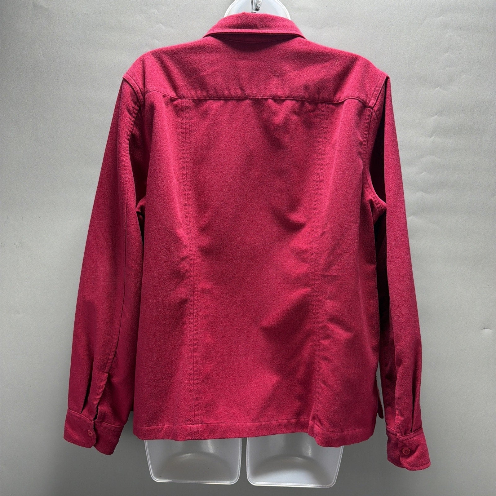 Vtg Womens XL Eddie Bauer Magenta Long Sleeve Soft Micro Fleece Western Shirt