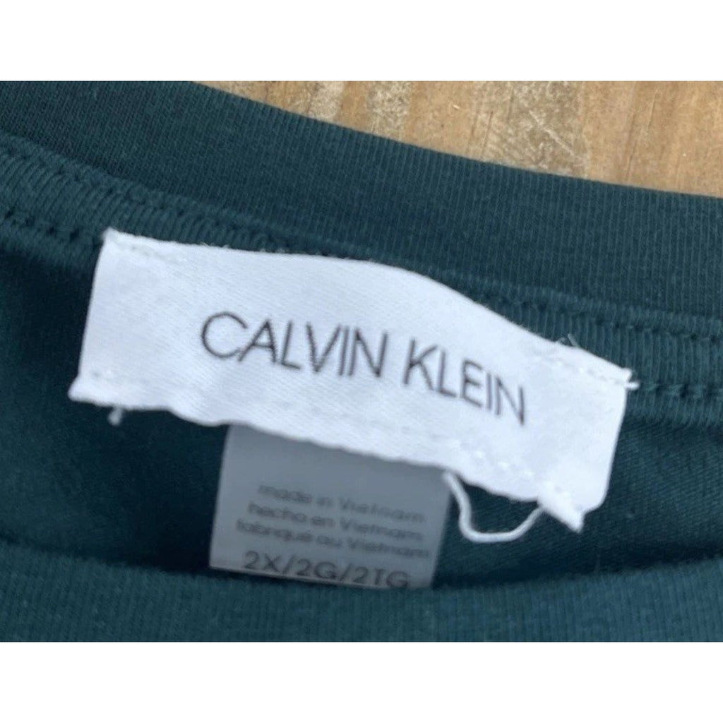 Calvin Klein Embellished Logo T-Shirt Dress For Women Size - 2X Green