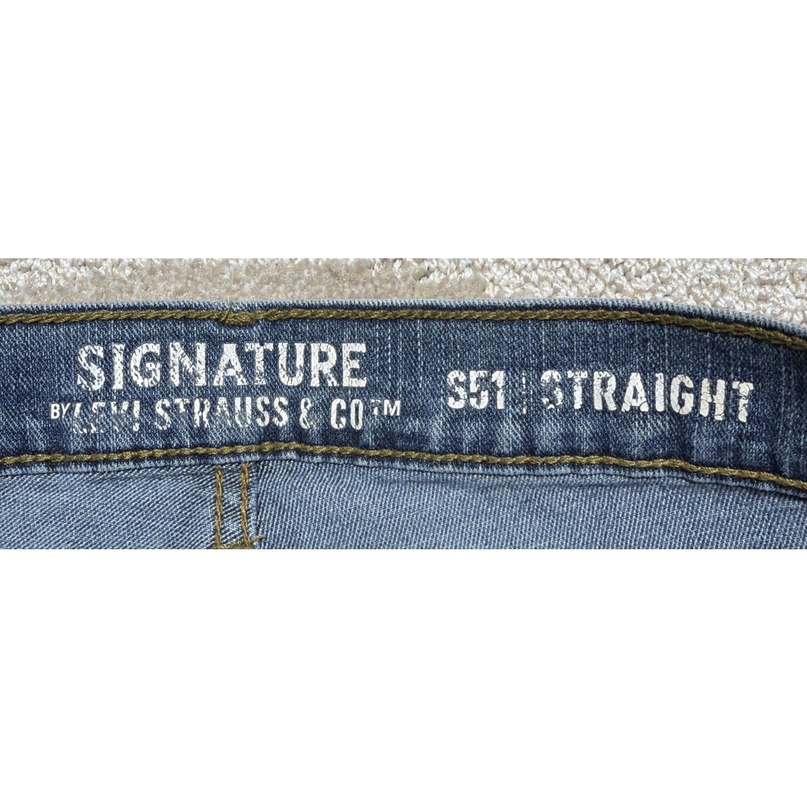 Signature Levi Strauss 32x34 S51 Straight Blue Jeans Stain Workwear