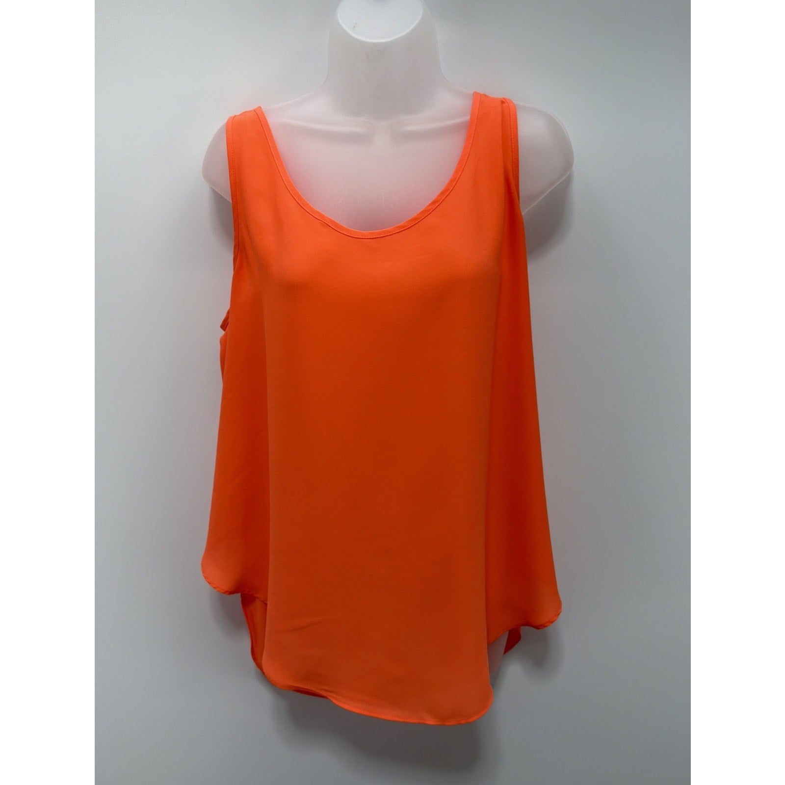 Banana Republic Orange Sleeveless Curve Hem Blouse Size Large