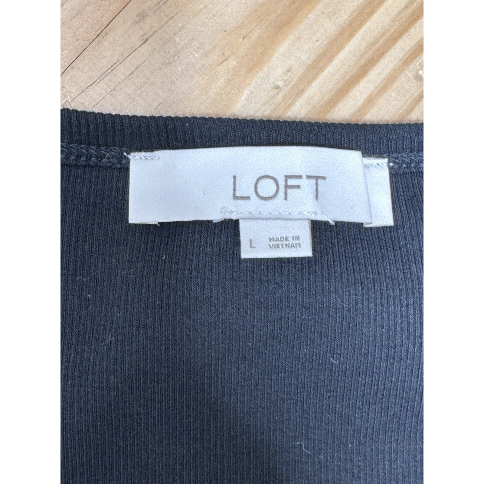 TALBOTS Black Soft Knit Cotton Blend Sweater Top Sheer Arms Women’s Size Large