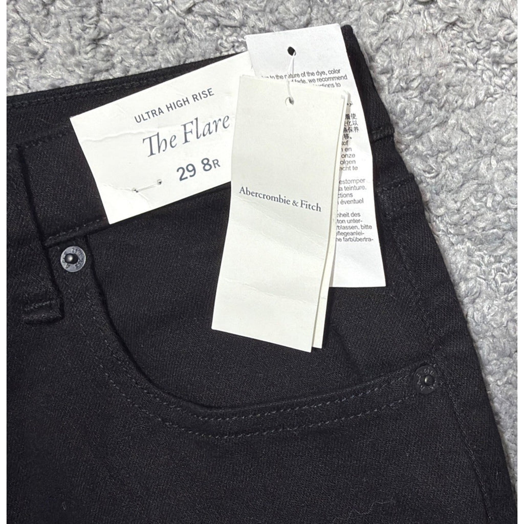 Abercrombie & Fitch The Flare Ultra High Rise Jeans Size 29/8 Regular Black New