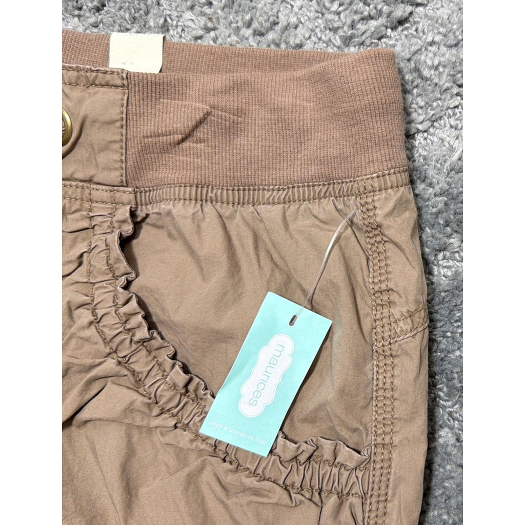 New Womens MAURICES Brown Side Gathering Pocket Detail Capri Size 11/12