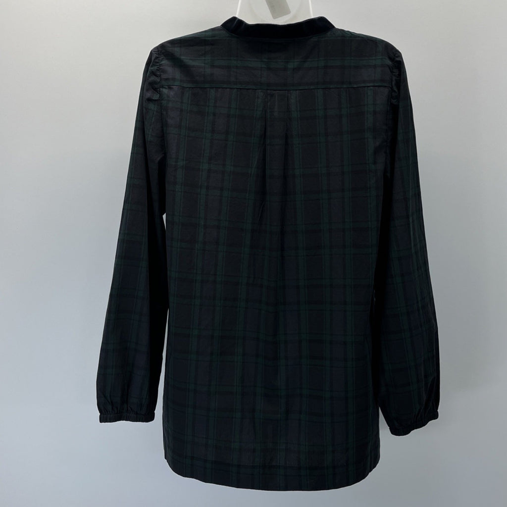 NWT! J.Crew Black Watch Plaid Tunic with Navy Velvet Piping-Size