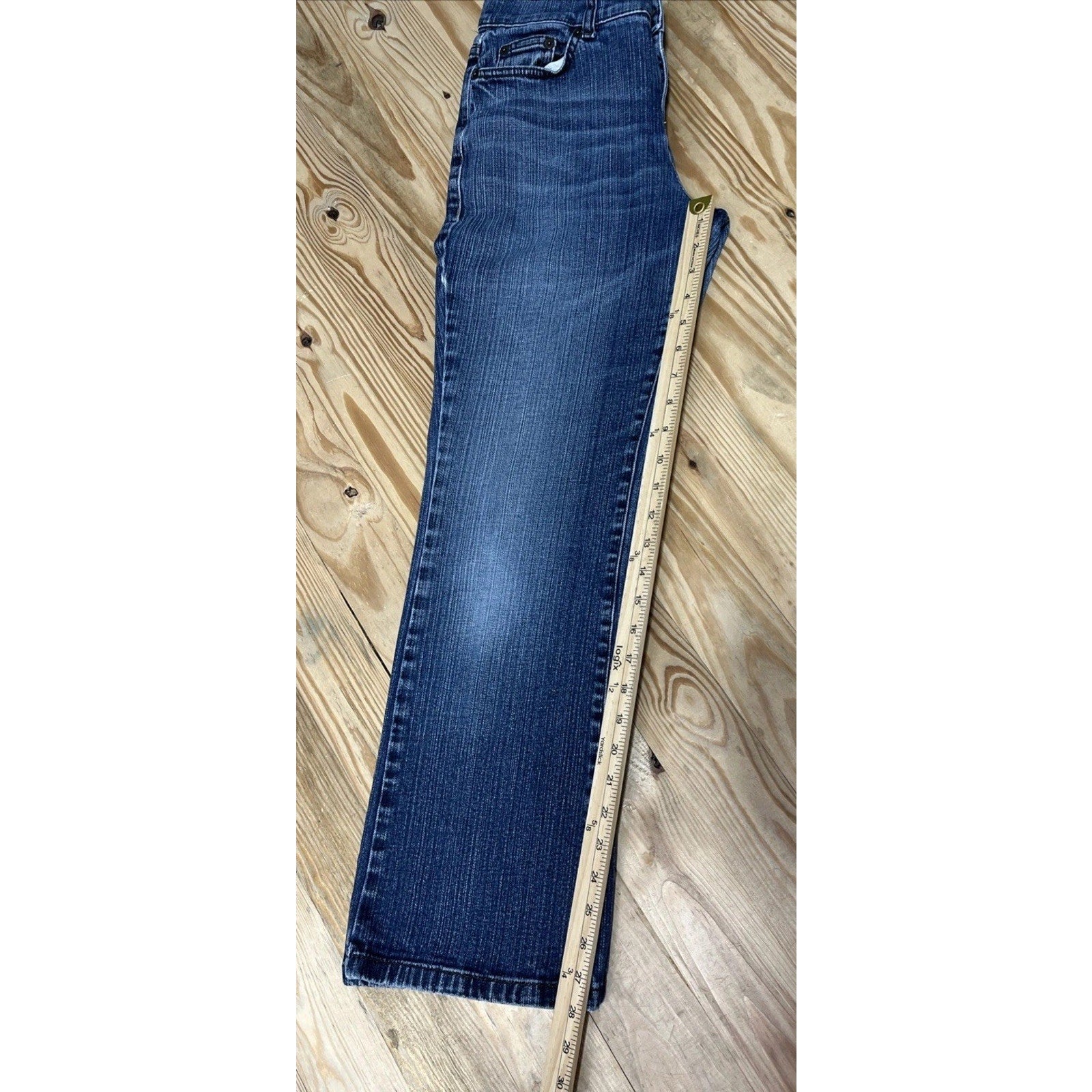 DKNY Pants Women 8 P Blue Denim Jeans Flared Soho Low Rise Cotton Blend 30x28