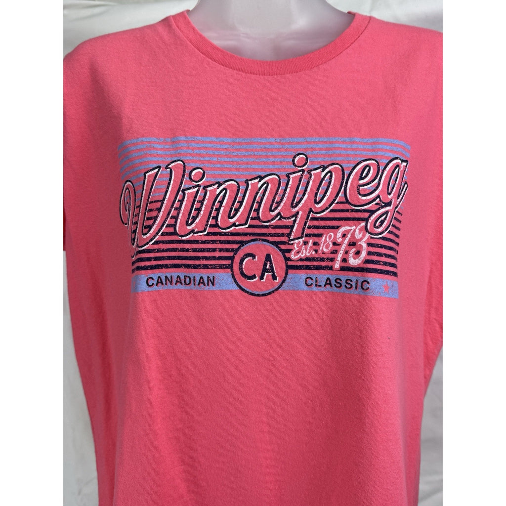 Gildan Pink Winnipeg Canada Classic Est 1873 T-Shirt Women's Size Large