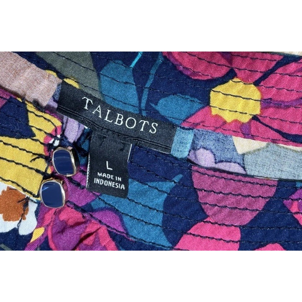 Talbots floral long sleeve Button Front top size L