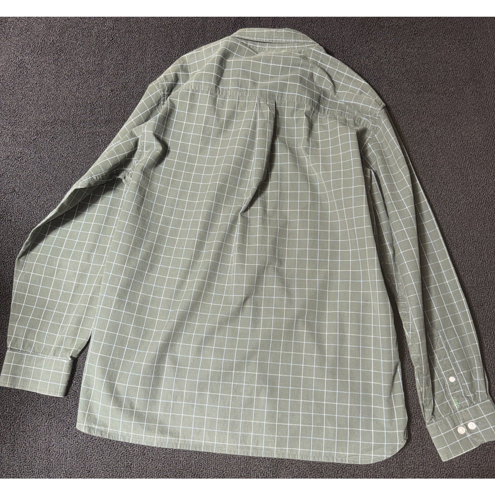 IZOD 80s 2-Ply Green Plaid Cool Cotton Long Sleeve Button Down Shirt Mens L