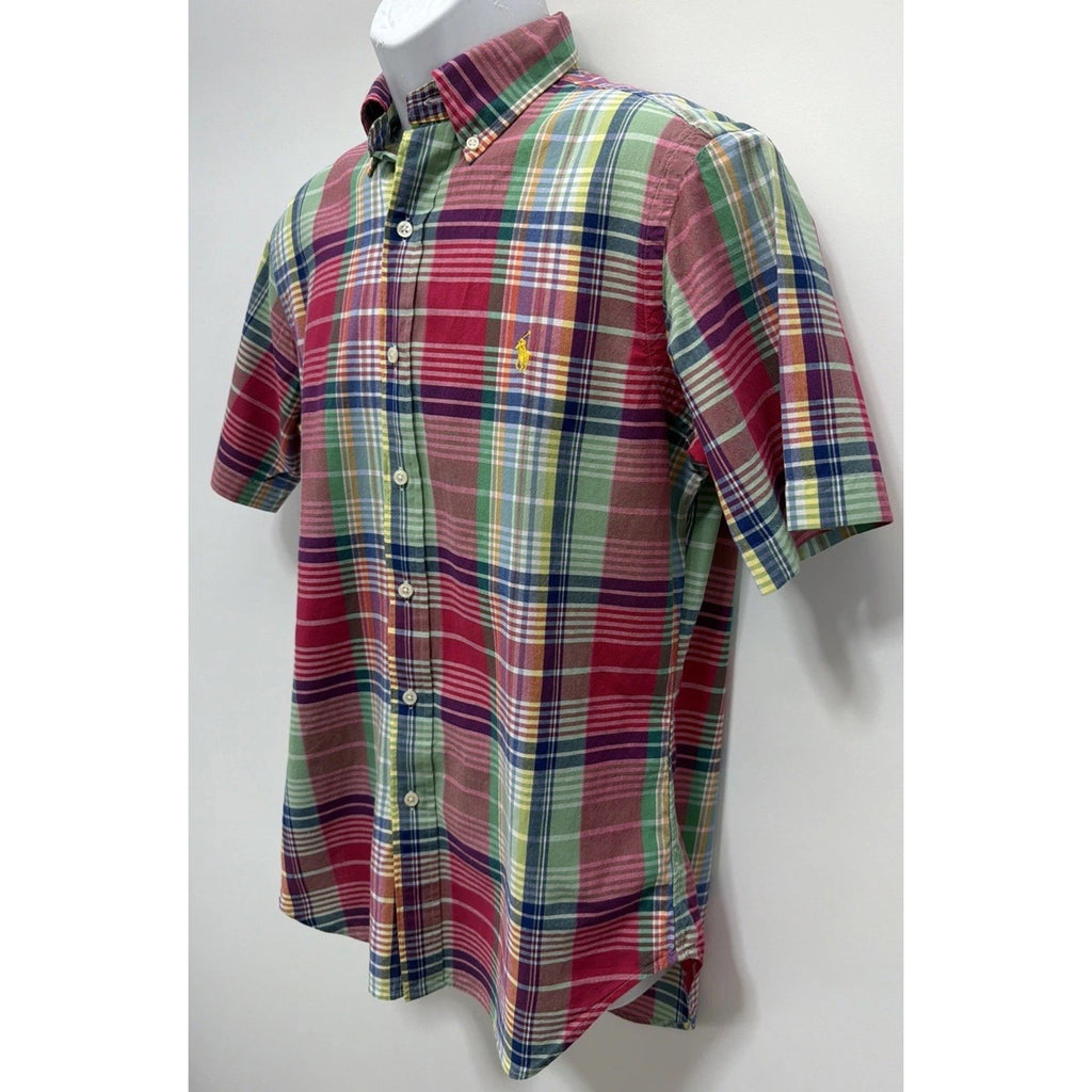 Men's Polo Ralph Lauren Classic Fit Button Up Shirt Size S Big Pink Green Plaids