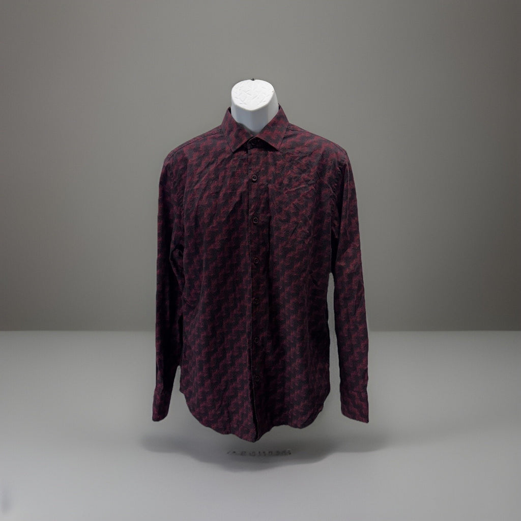 ROBERT GRAHAM Mens SHIRT L CLASSIC FIT Long Sleeves BUTTON FRONT Ruby Diamond