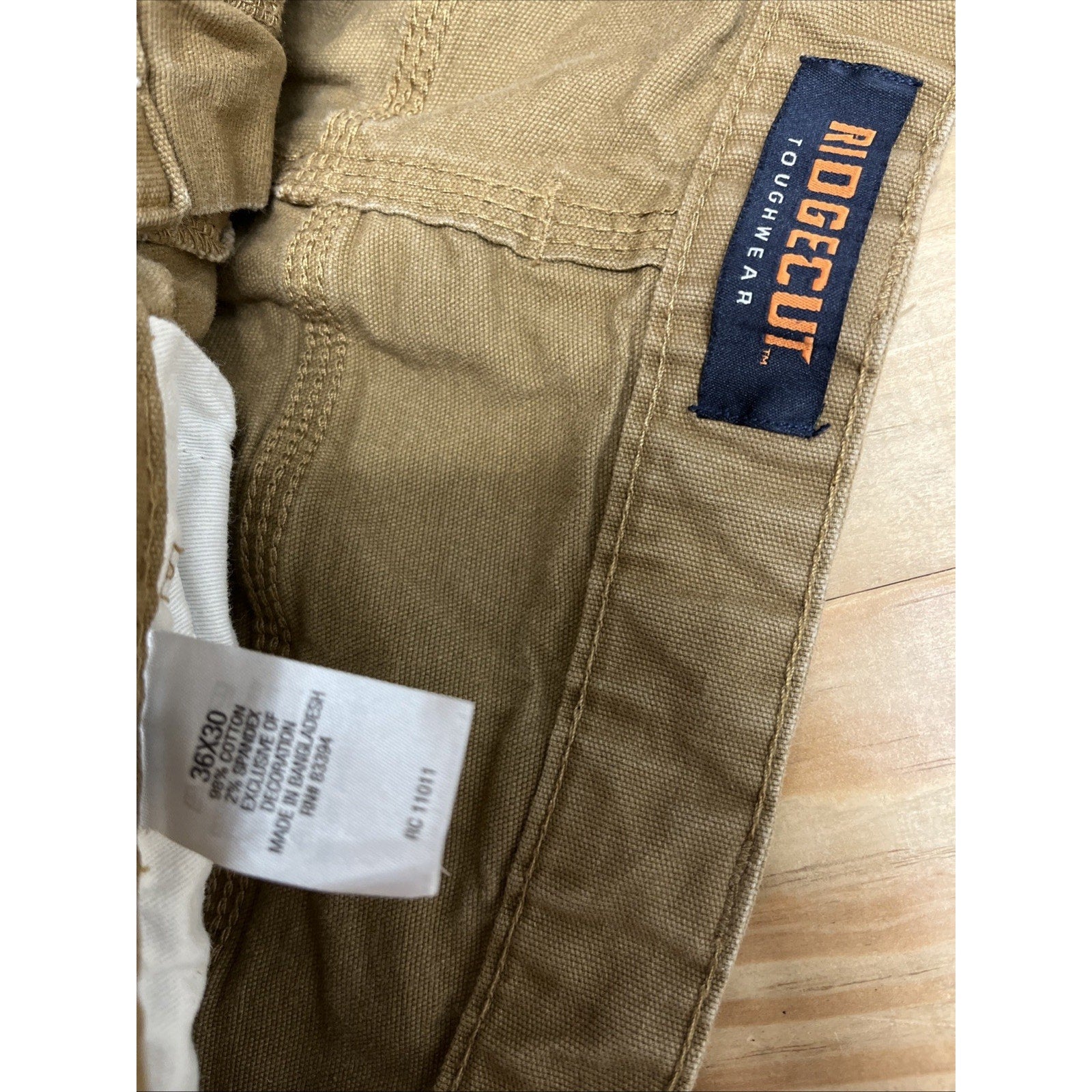 Ridgecut Toughwear Tan Brown Canvas Work Pants Casual Men's size 36x30