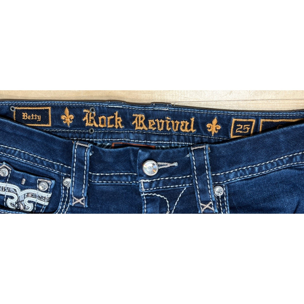 Women's Rock Revival Jeans Size 25 Betty Crop Cut Dark Wash
