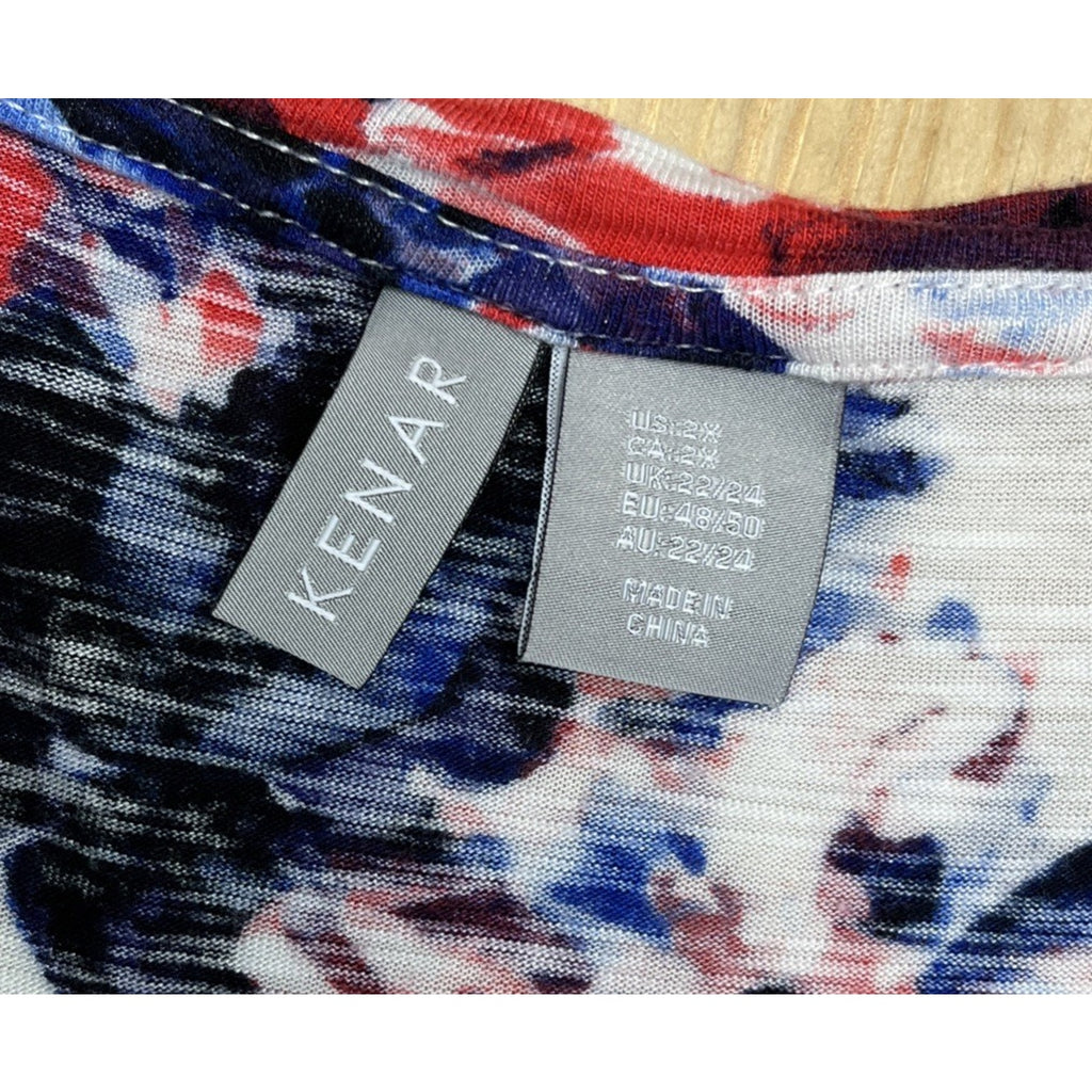 Womens kenar white floral tank top sz 2X