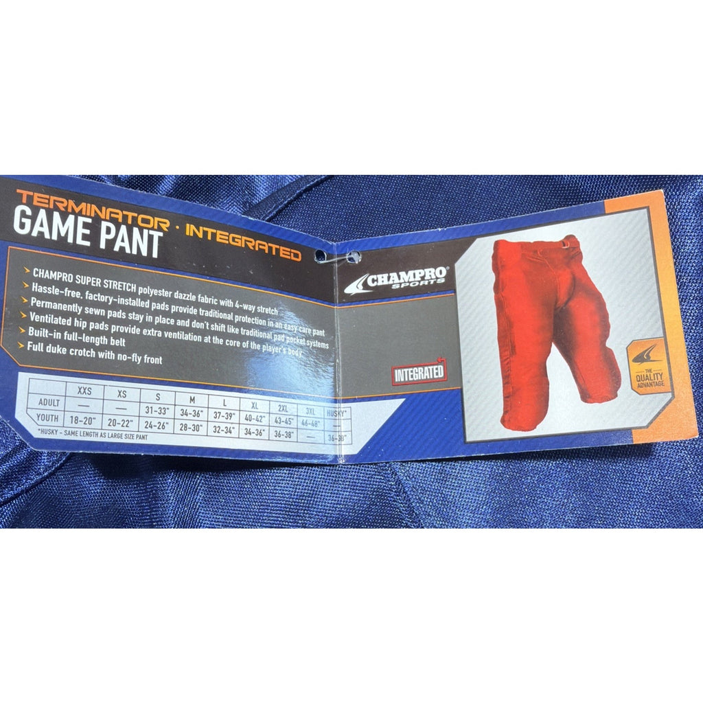 New Champro Adult Terminator Integrated Football Pants - Navy Blue 2X NWT