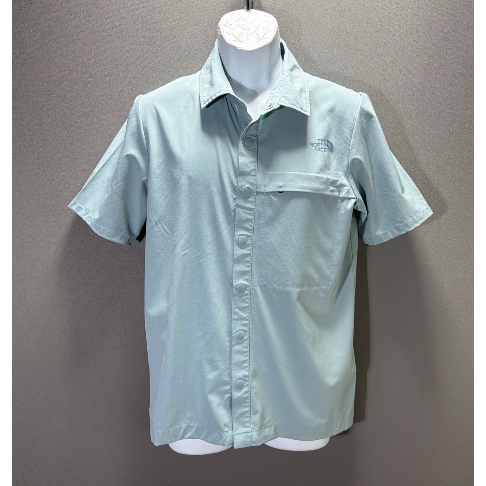 The North Face First Trail Short Sleeve UPf Shirt Blue Stretch Men’s Small