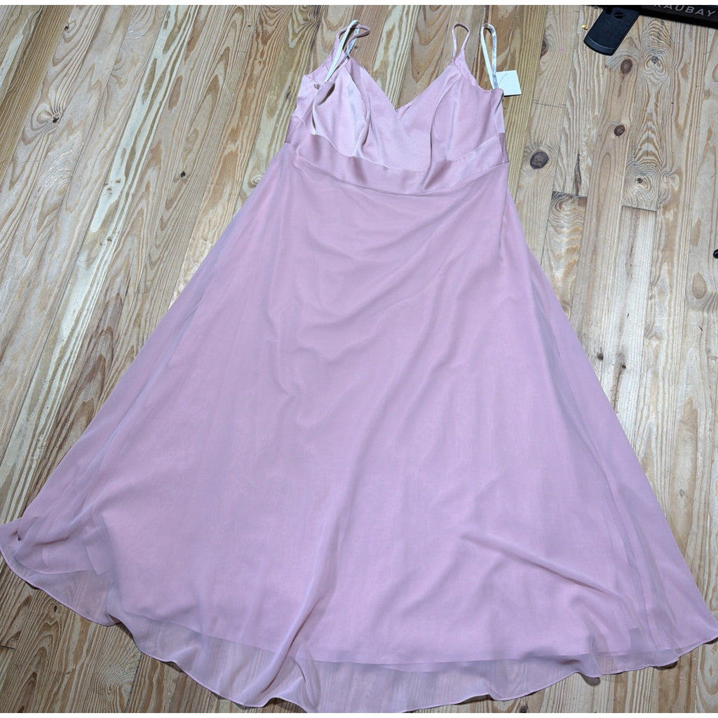 David’s Bridal Dress 22 Plus Ballet Pink Satin Bridesmaid Gown W11995 NWT