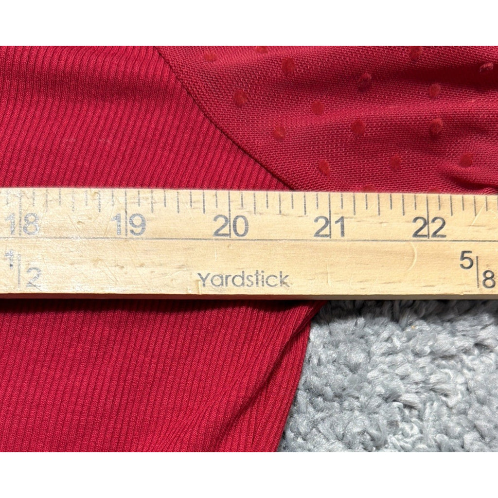 Maurices Red Surplice Tie Front Top Sheer Swiss Dot Sleeve Plus Size 1X
