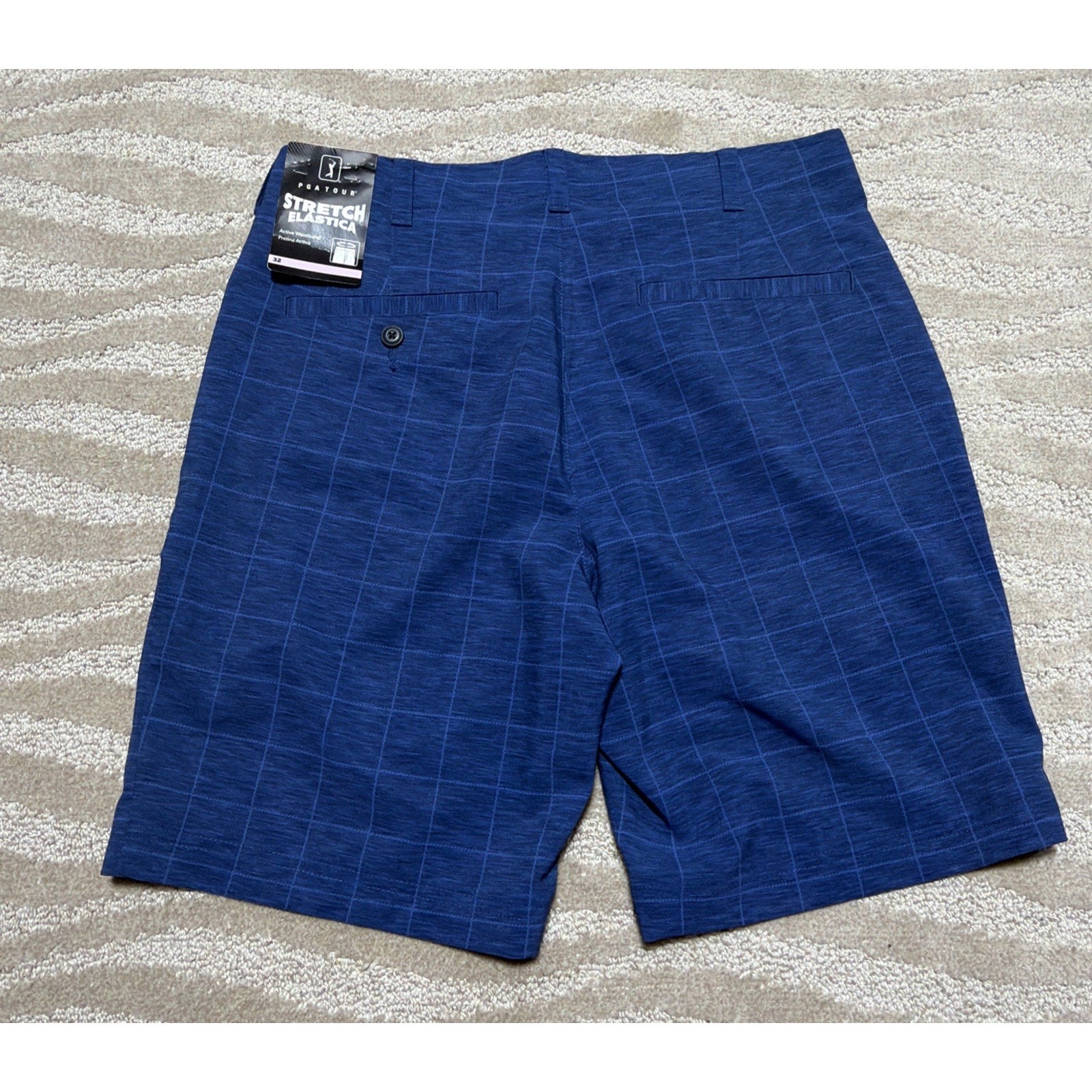 PGA Tour Mens 32 Performance Stretch Shorts Moisture Wicking Blue Sea Star NEW