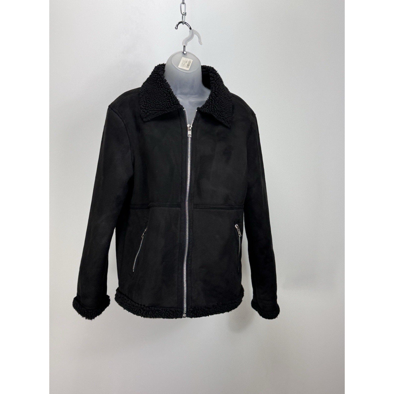 Men’s ‘Barneys Originals’ Faux Leather Shearling Bomber Jacket, Size Medium