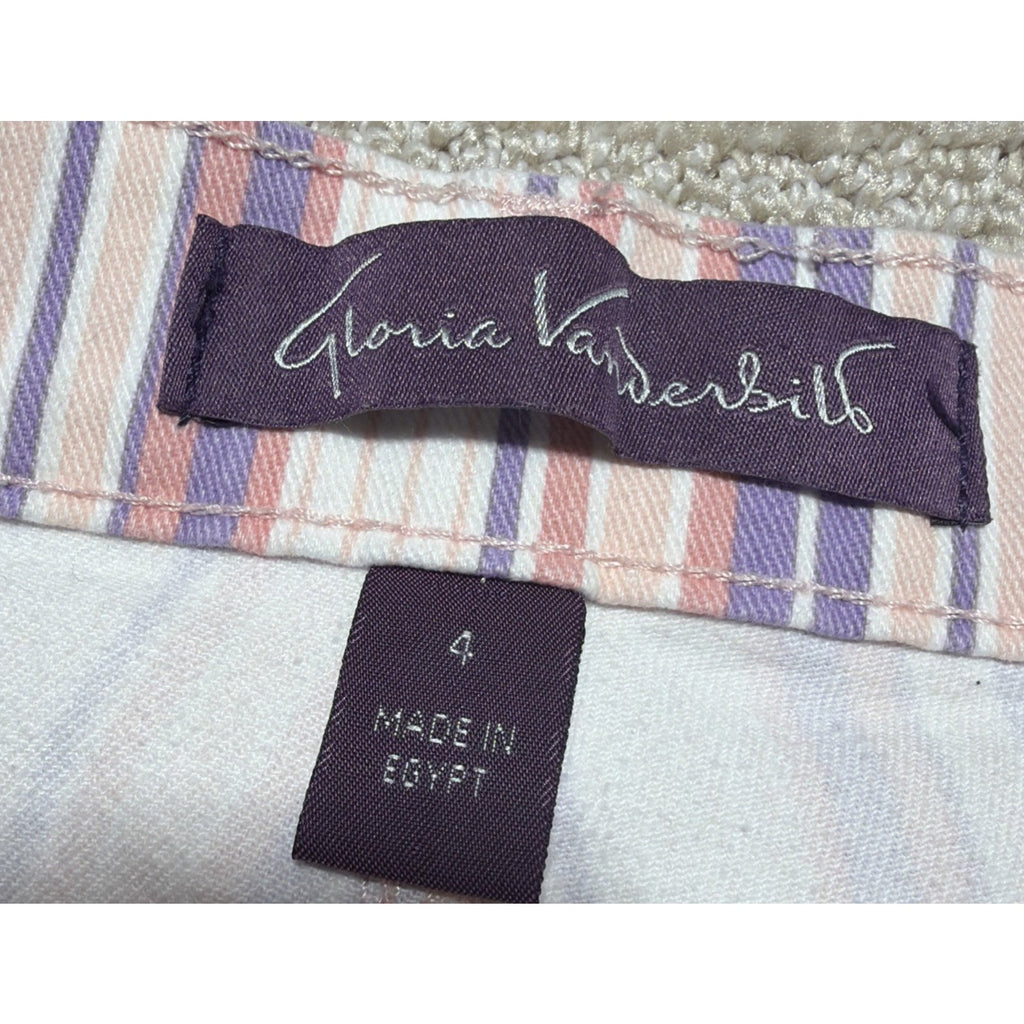 GLORIA VANDERBILT Amanda Capri SIZE 4 Ribbon Stripe Cropped Denim Pant 27x20
