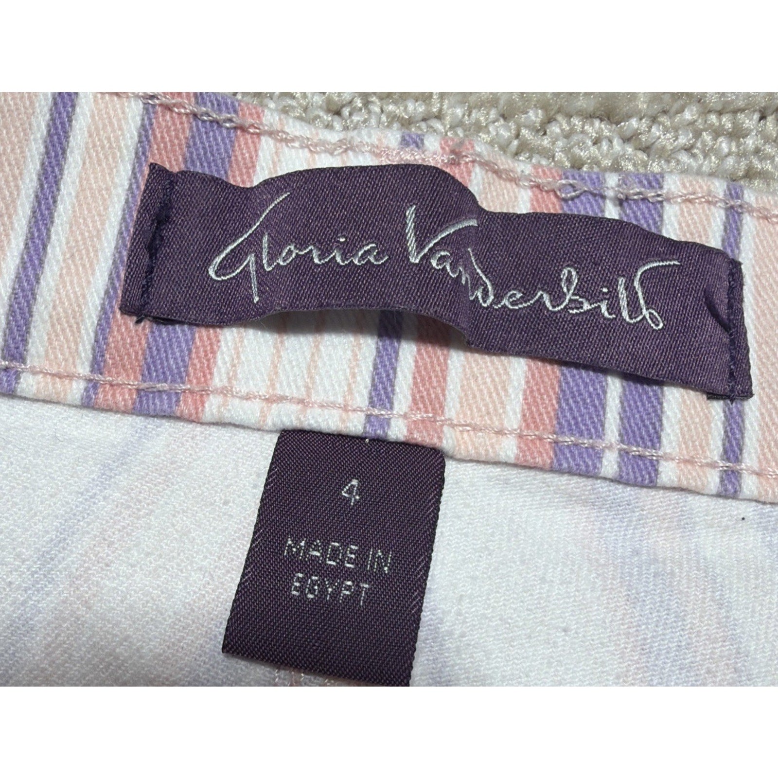 GLORIA VANDERBILT Amanda Capri SIZE 4 Ribbon Stripe Cropped Denim Pant 27x20