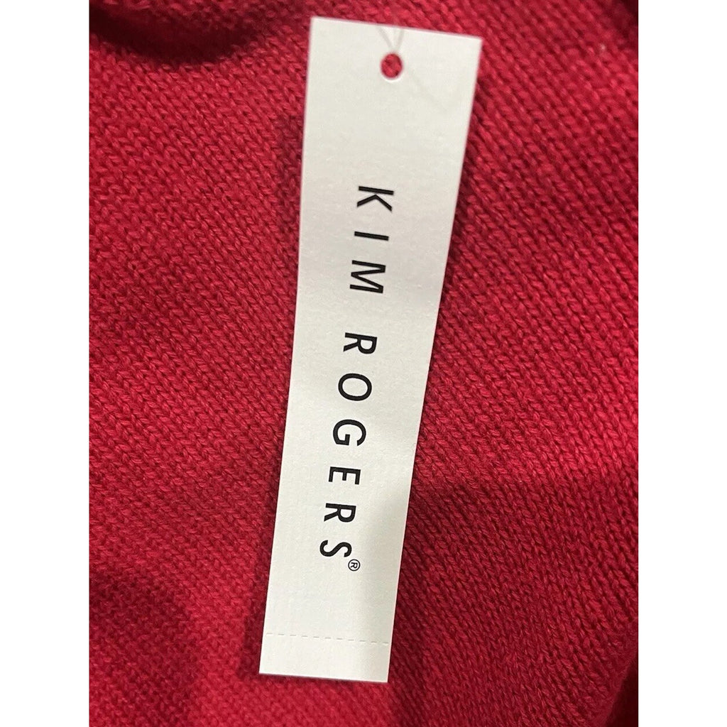Kim Rogers Red Knit Full Zip Sweater Pockets Women's Size Large New Old Stock