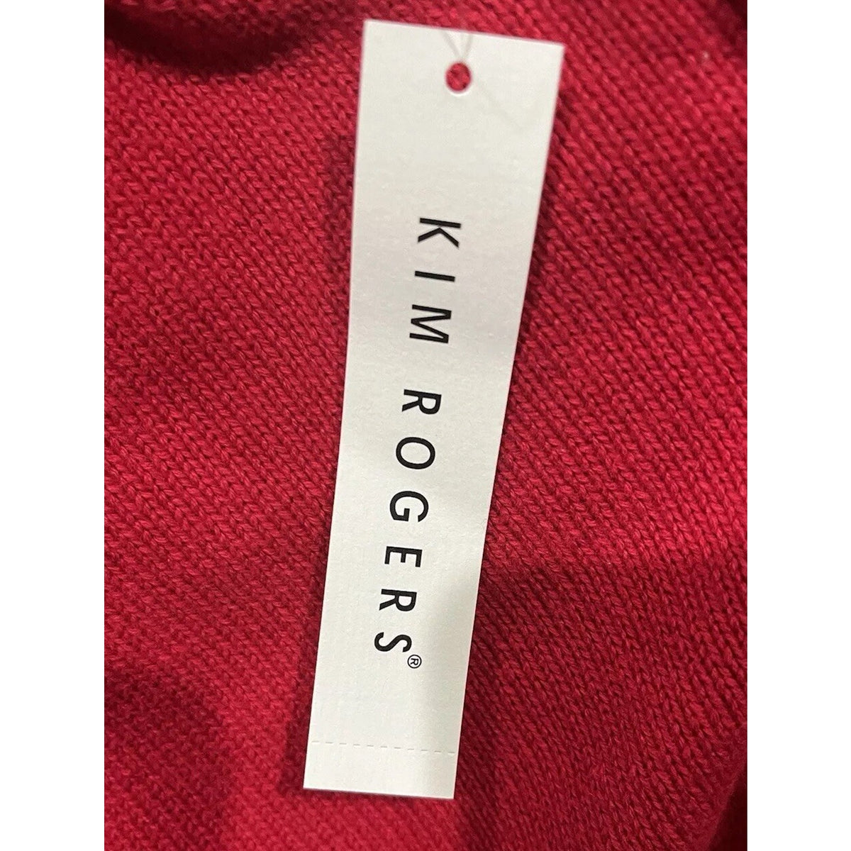 Kim Rogers Red Knit Full Zip Sweater Pockets Women's Size Large New Old Stock