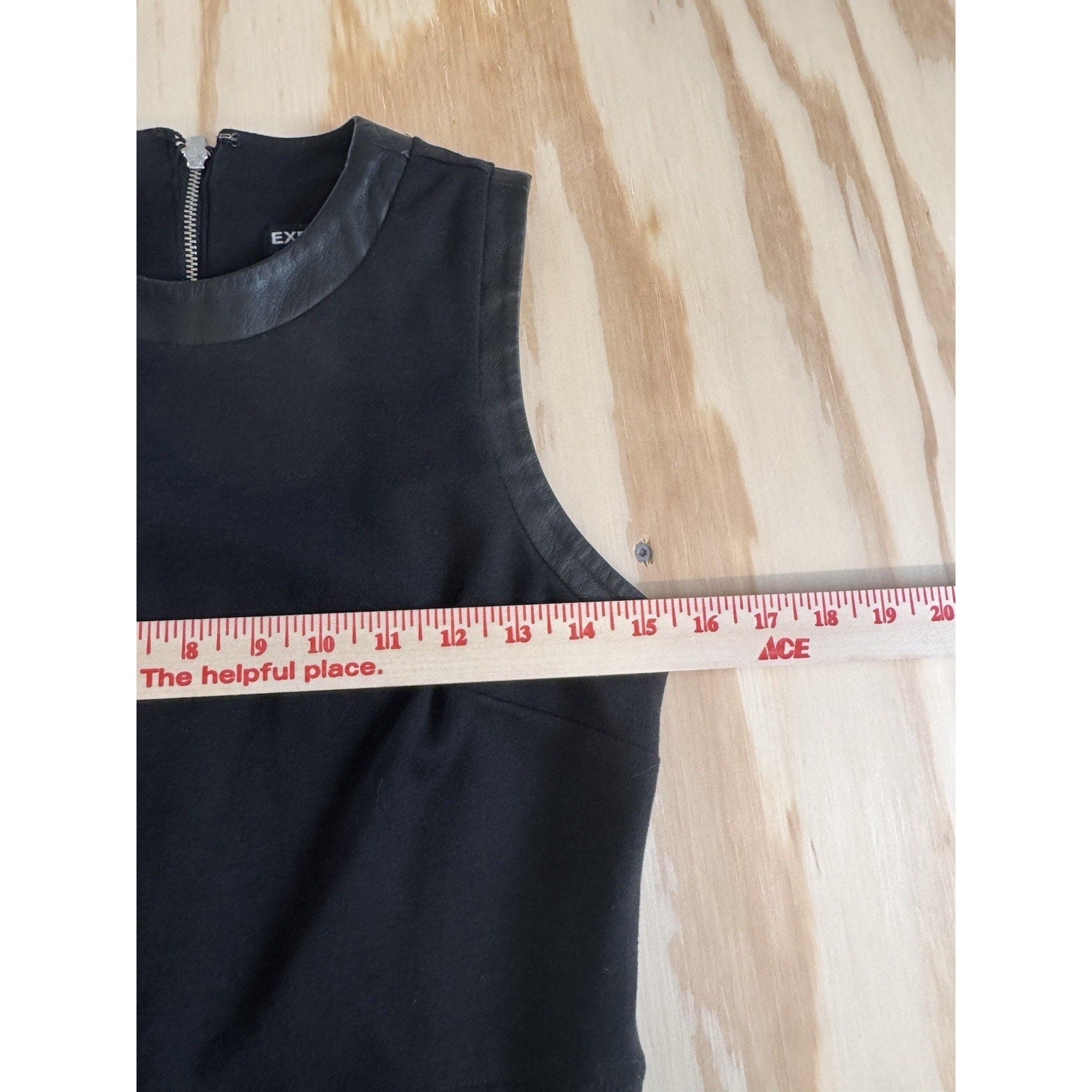 Express Black Sleeveless Sheath Dress Faux Leather Trim Zip Back Womens S