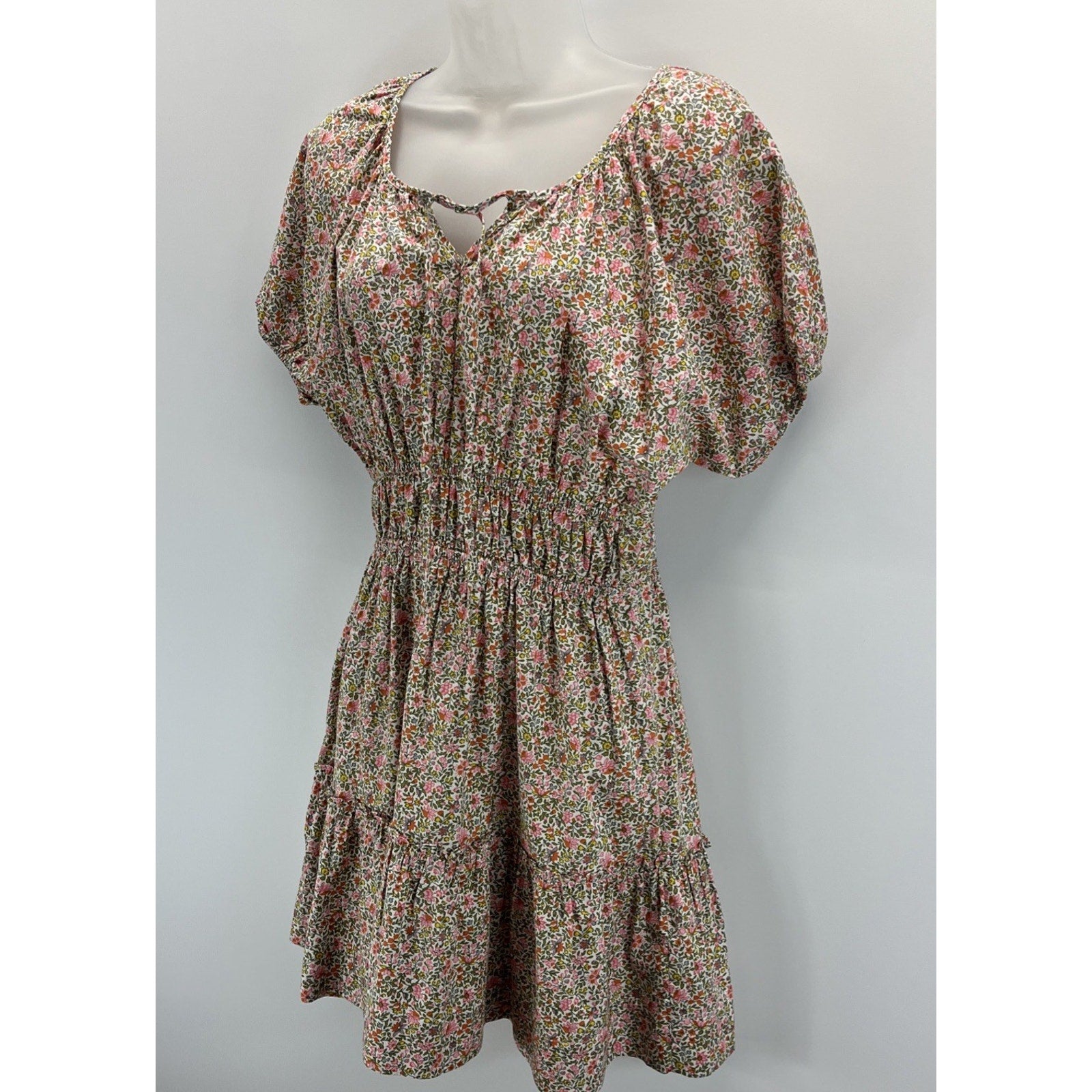 J.Crew Cinched-waist Puff-sleeve Smocked Cottagecore Peasant Dress Sz S Floral